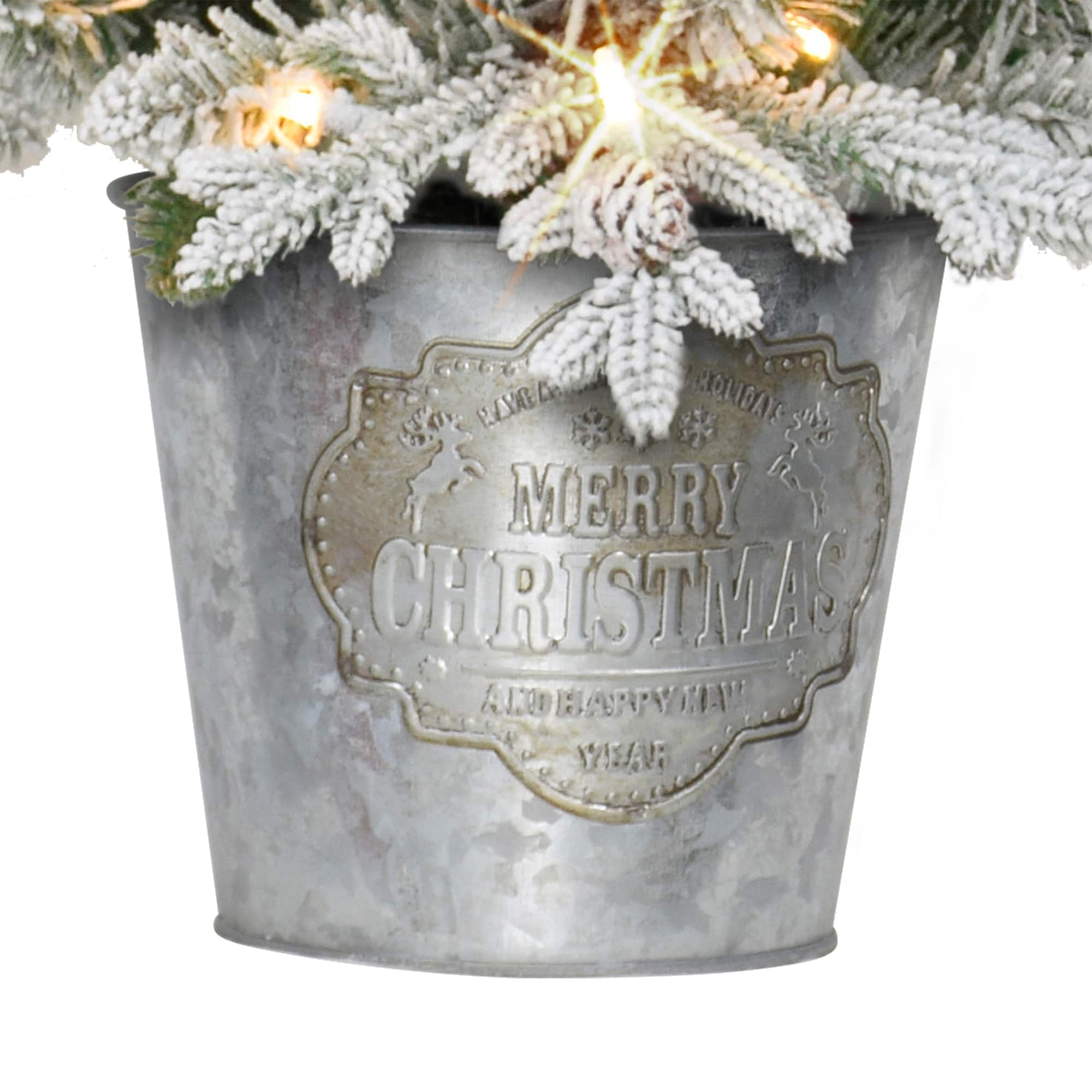 6 Pack: 3ft. Pre-Lit Potted Flocked Artificial Christmas Tree, White LED Lights